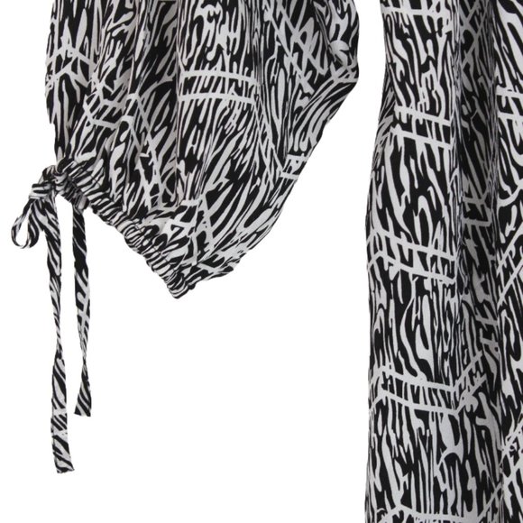 Yumi Kim 100% Silk Sheath Dress Zebra Black & White Abstract Animal Print (flaw) - Picture 5 of 11